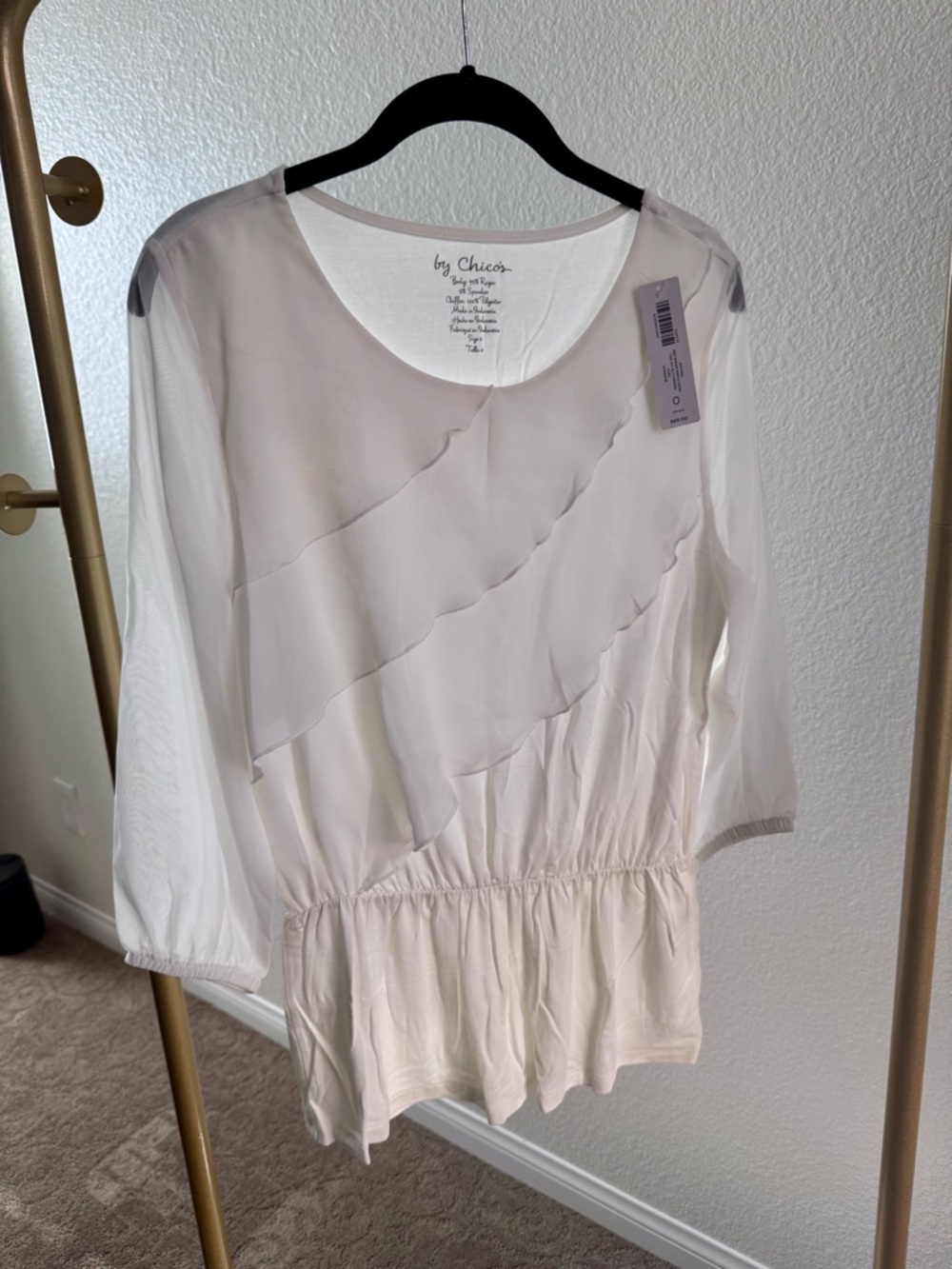 Chico's Cream Layered Ruffle Peplum Top